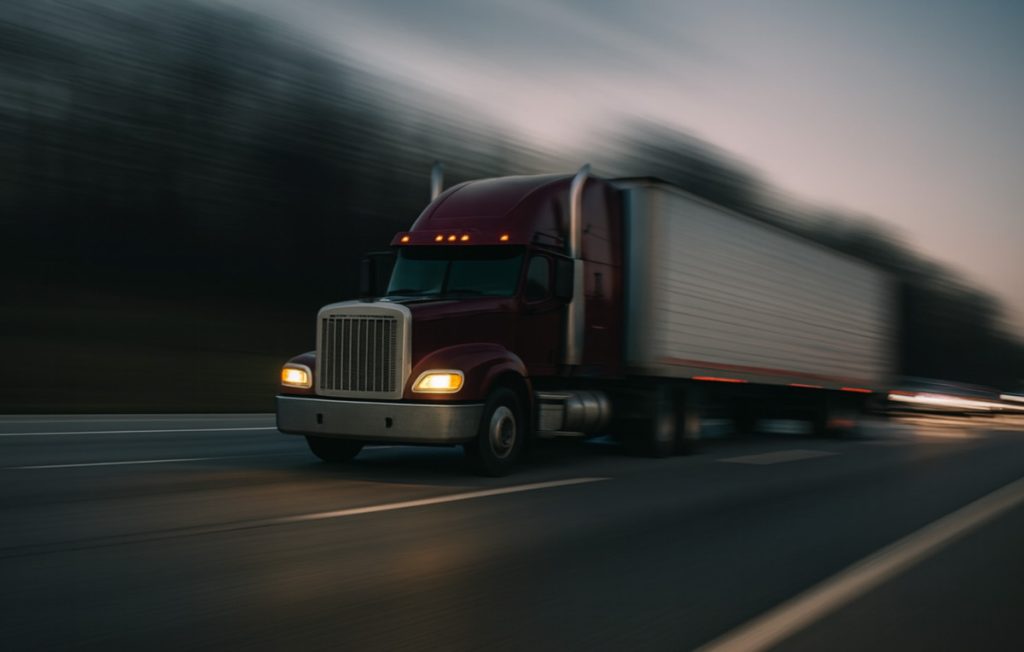 The image of a speeding truck.