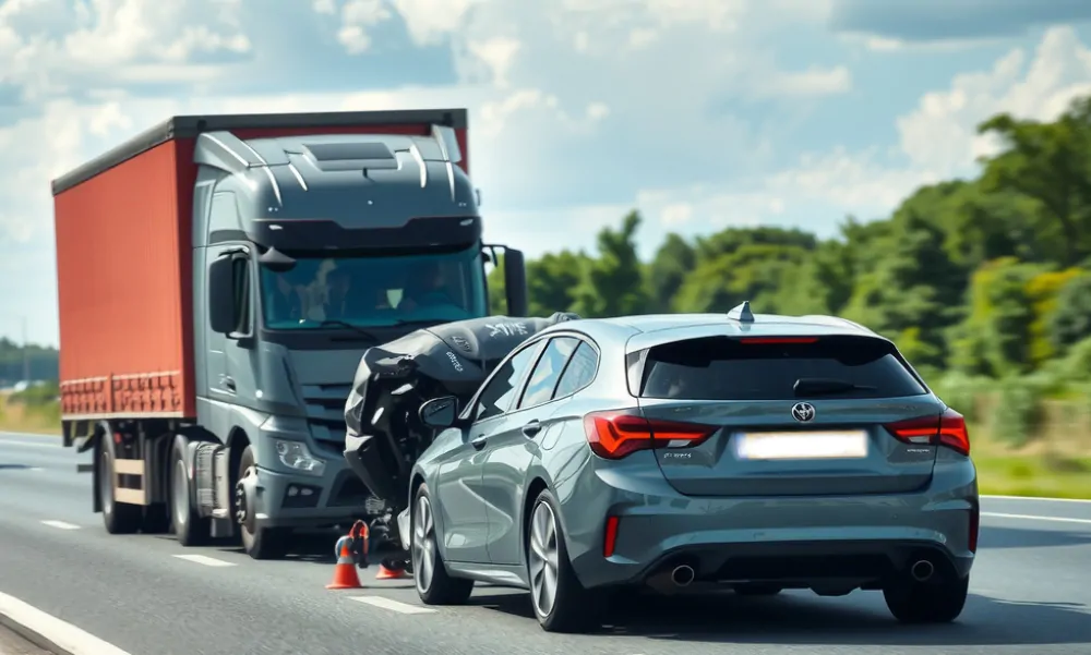 Vehicle accident between truck and car.