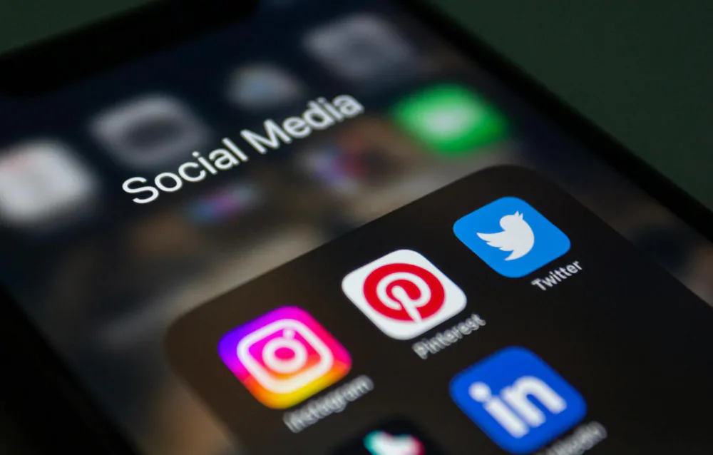 Social media icons on a mobile device.